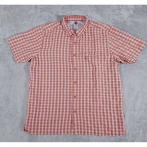 The North Face Shirt Mens XL‎ Red Orange Plaid Button Up Outdoors Casual